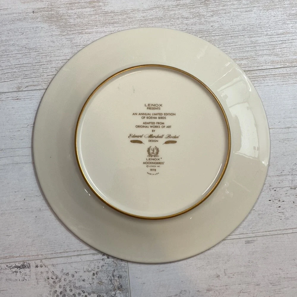 Lenox Limited Edition Bohem Birds Mockingbirds 1978 Dinner Plate